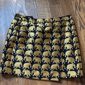 J. Crew Black and Gold Elephant Mini Skirt